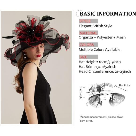 Women's Kentucky Derby Church Dress Hat 03-black - Picture 2 of 6